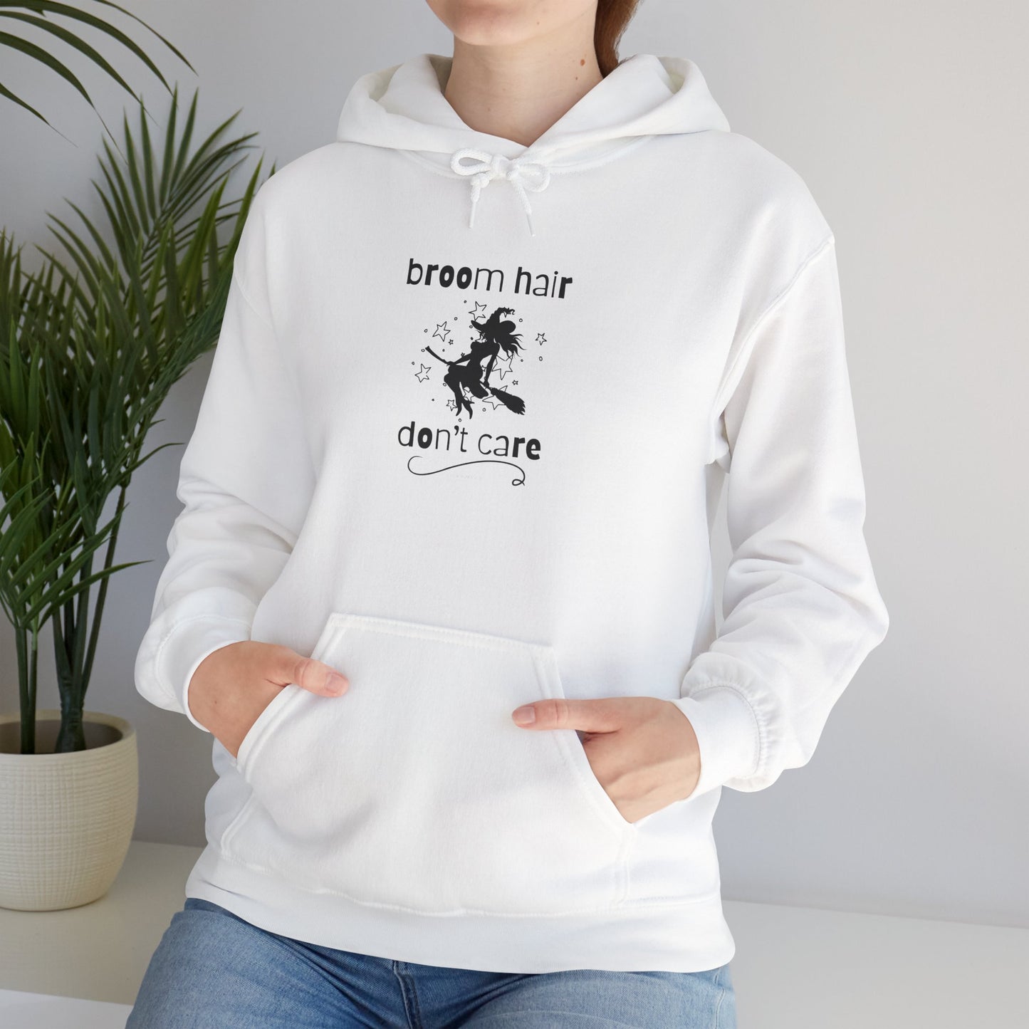 Broom Hair, Don't Care Heavy Blend Halloween Hoodie