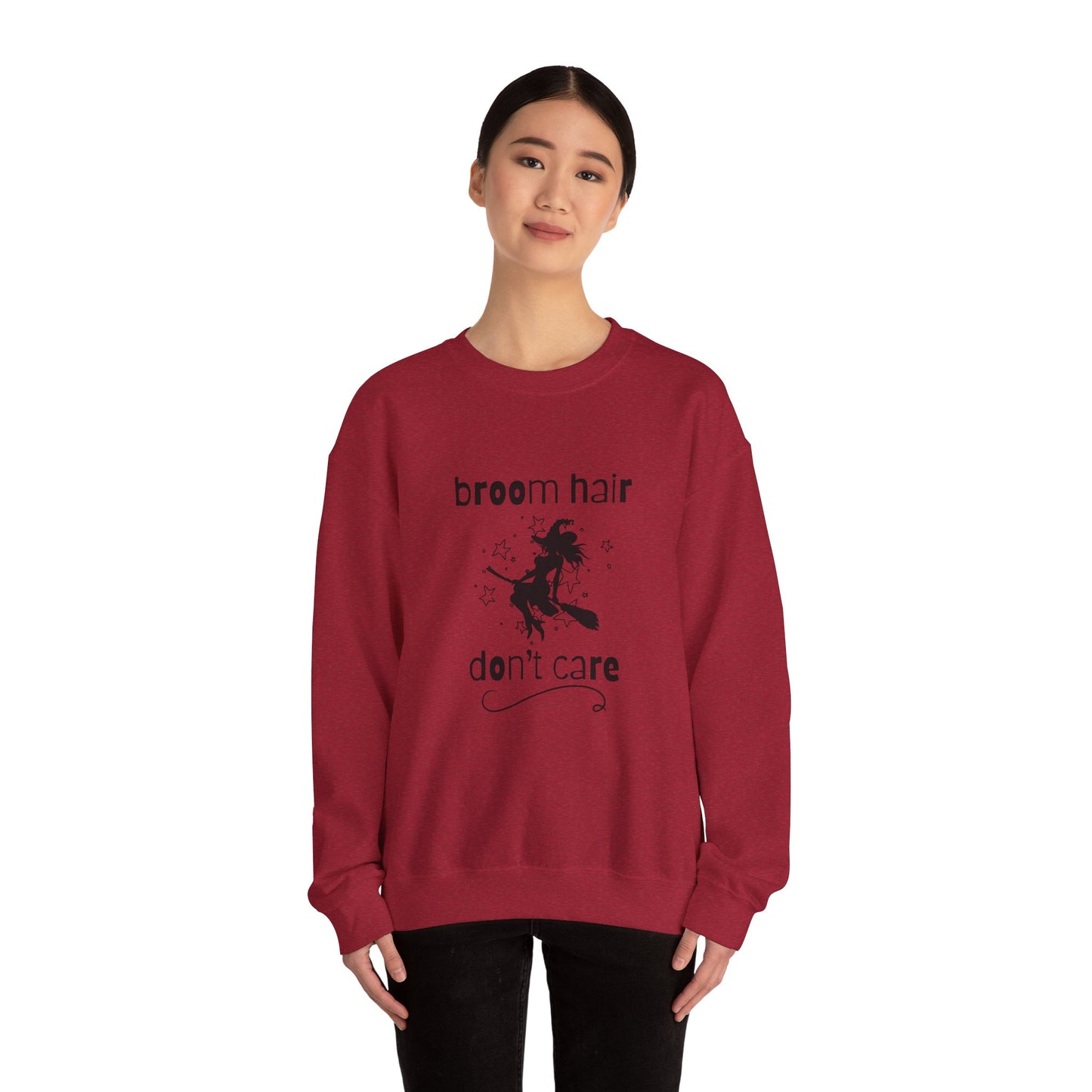 Broom Hair, Don't Care Sweatshirt Heavy Blend Crewneck Sweatshirt