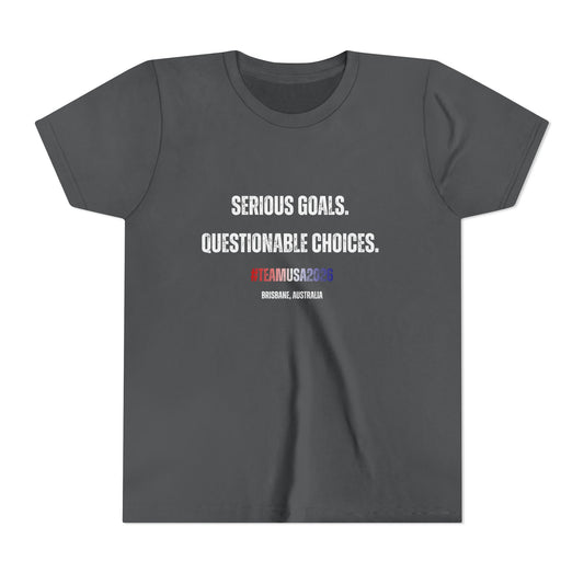 Youth Angie Henry Worlds 2026: “Serious Goals, Questionable Choices” T-Shirt